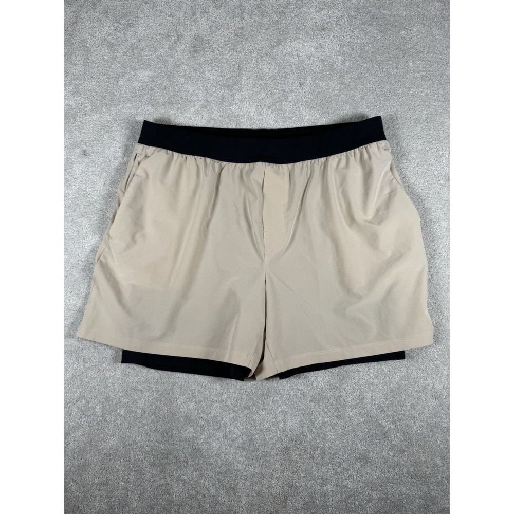 VRST Elevate 2-N-1 Mens 5" Shorts XL‎ Stretch Pockets Khaki Compression Lined